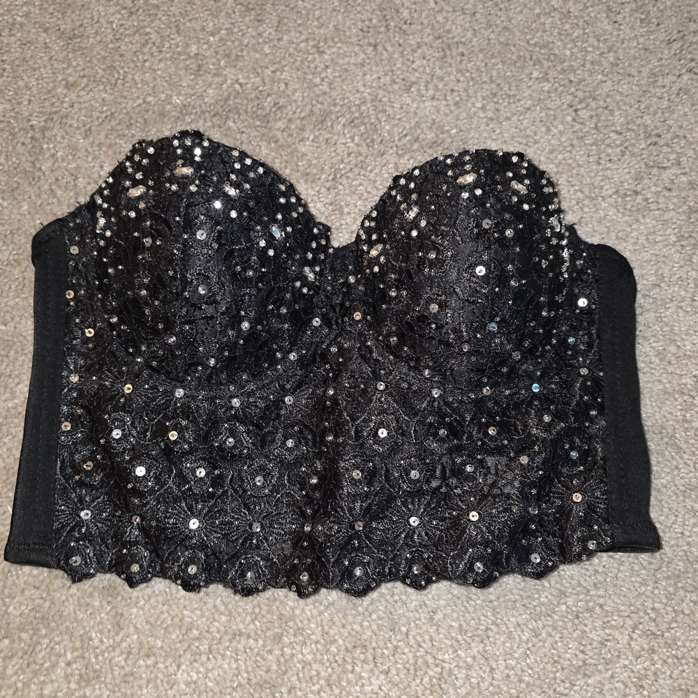 Elegant Black Sequin Camisole Top